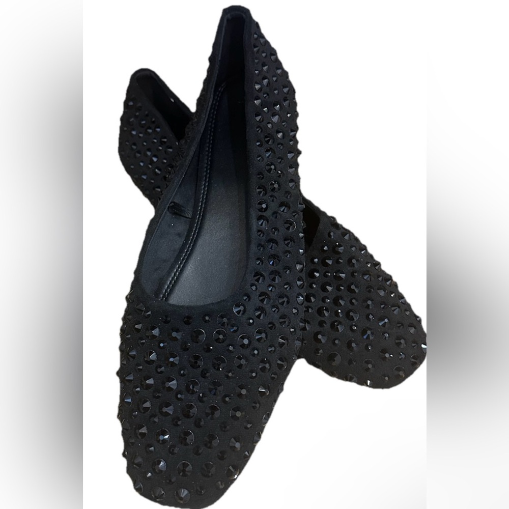 H&M Black Jeweled Ballet Flats - US W 11 / EU42 New